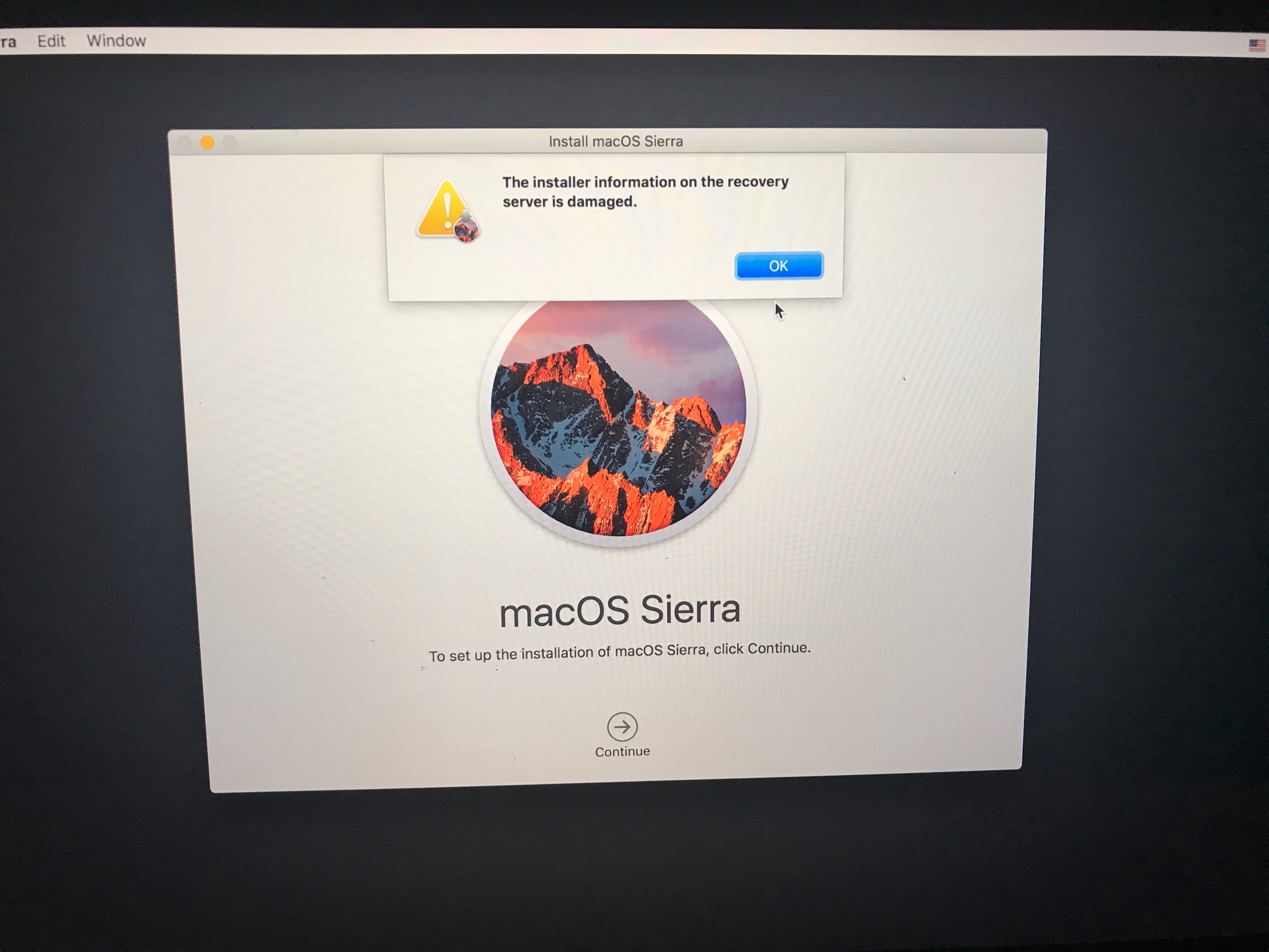Error while installing OS Sierra